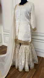 LIGHT IVORY SHADE SOFT SILK GHARARA