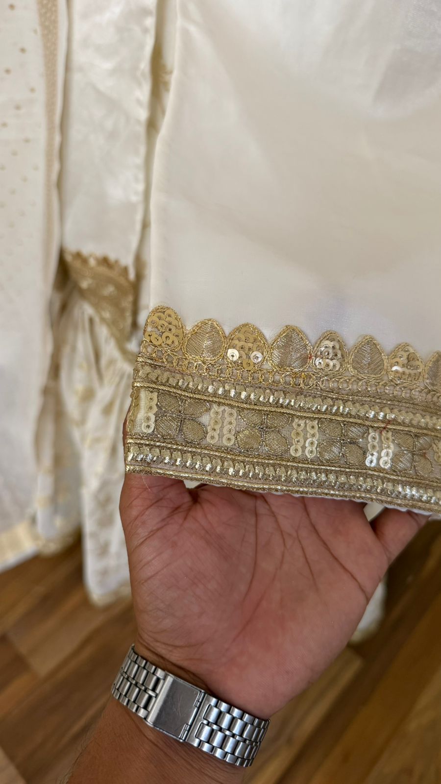 LIGHT IVORY SHADE SOFT SILK GHARARA