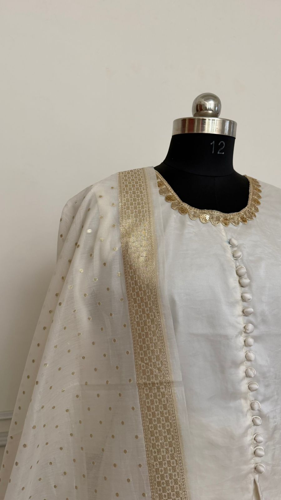 LIGHT IVORY SHADE SOFT SILK GHARARA