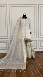 LIGHT IVORY SHADE SOFT SILK GHARARA
