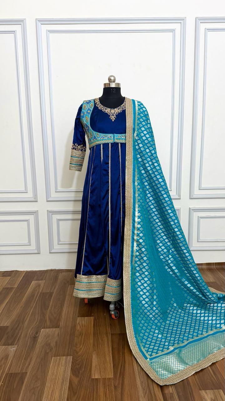 NAVY BLUE HAND WORK ANARKALI