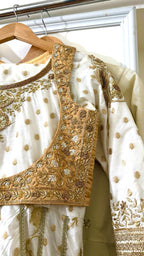 OFF WHITE KATAAN SILK HAND WORK ANARKALI