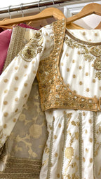 OFF WHITE KATAAN SILK HAND WORK ANARKALI