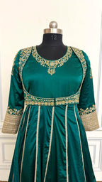 BOTTLE GREEN HAND WORK ANARKALI