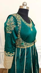 BOTTLE GREEN HAND WORK ANARKALI