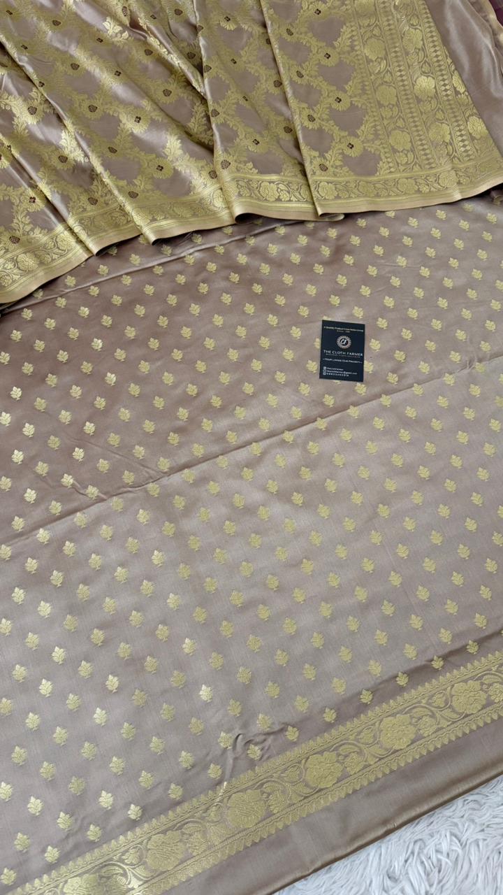 FOSSIL GREY COLOR MASHRU SILK 3 PIECE SUIT