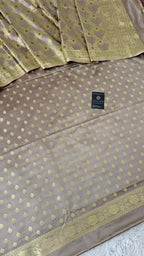 FOSSIL GREY COLOR MASHRU SILK 3 PIECE SUIT