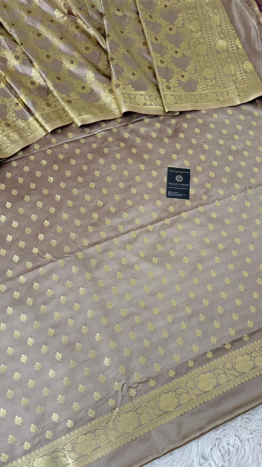 FOSSIL GREY COLOR MASHRU SILK 3 PIECE SUIT