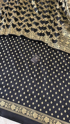 BLACK COLOR MASHRU SILK 3 PIECE SUIT