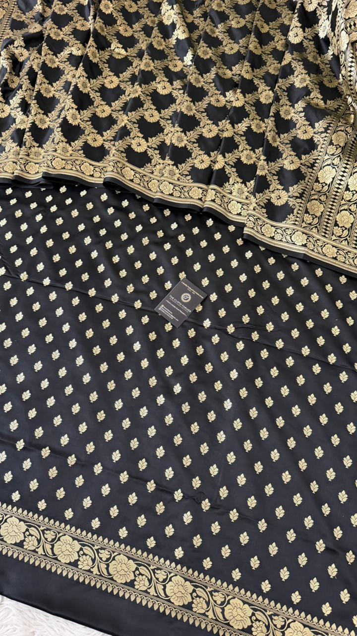 BLACK COLOR MASHRU SILK 3 PIECE SUIT