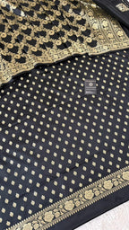 BLACK COLOR MASHRU SILK 3 PIECE SUIT