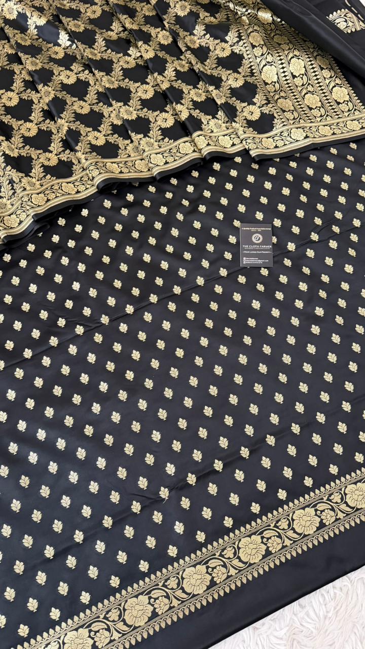 BLACK COLOR MASHRU SILK 3 PIECE SUIT