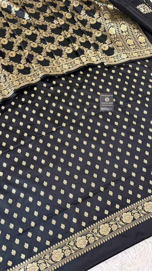 BLACK COLOR MASHRU SILK 3 PIECE SUIT