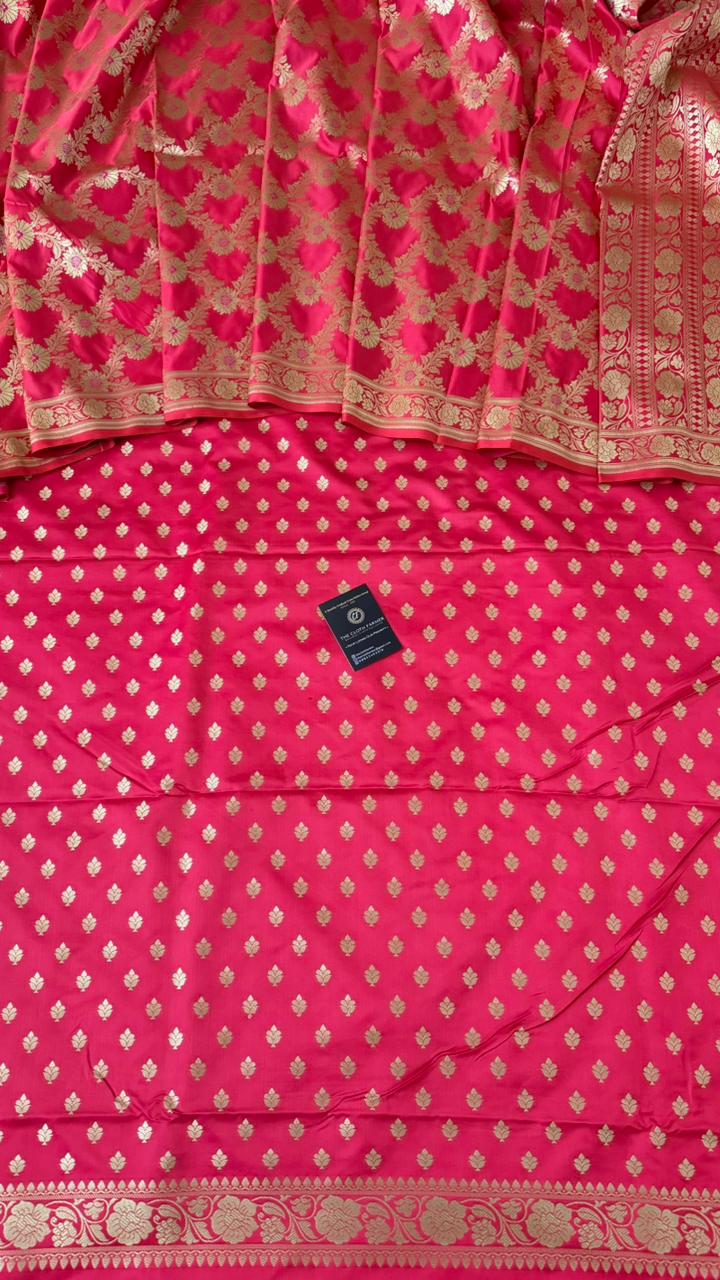 PASTLE STRAWBERRY COLOR MASHRU SILK 3 PIECE SUIT