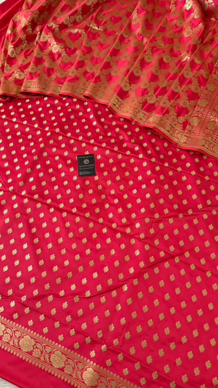 PASTLE STRAWBERRY COLOR MASHRU SILK 3 PIECE SUIT