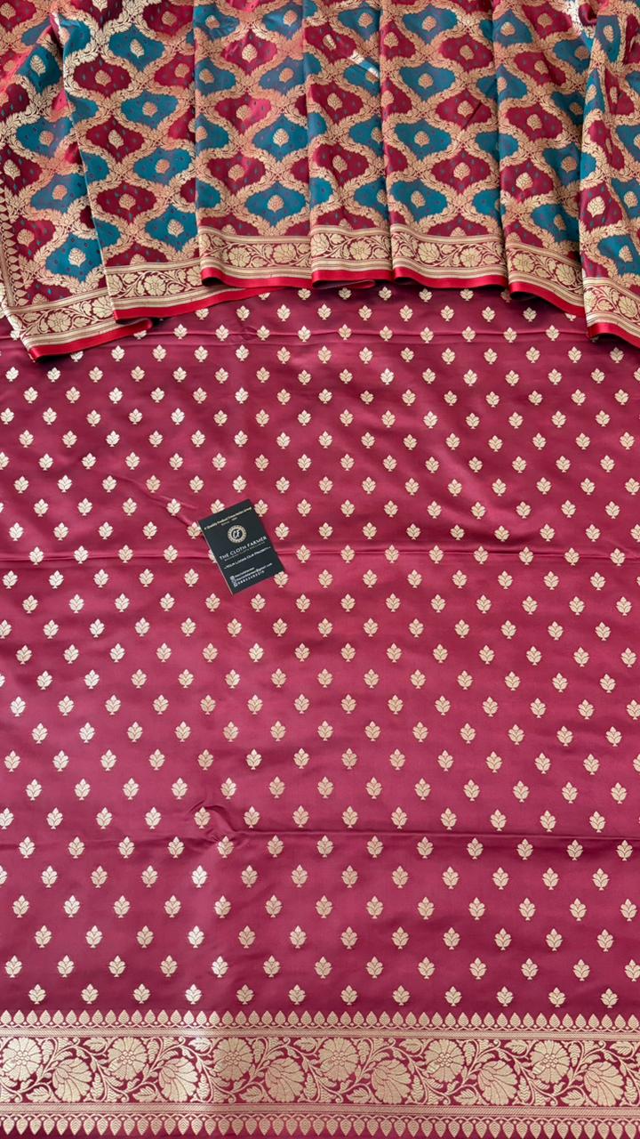 DARK ORCHID BLUE SHADE RANGCART MASHRU SILK 3 PIECE SUIT