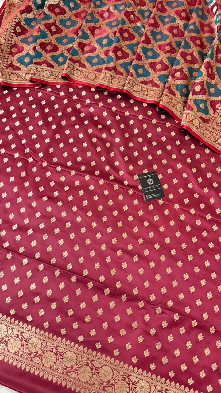 DARK ORCHID BLUE SHADE RANGCART MASHRU SILK 3 PIECE SUIT