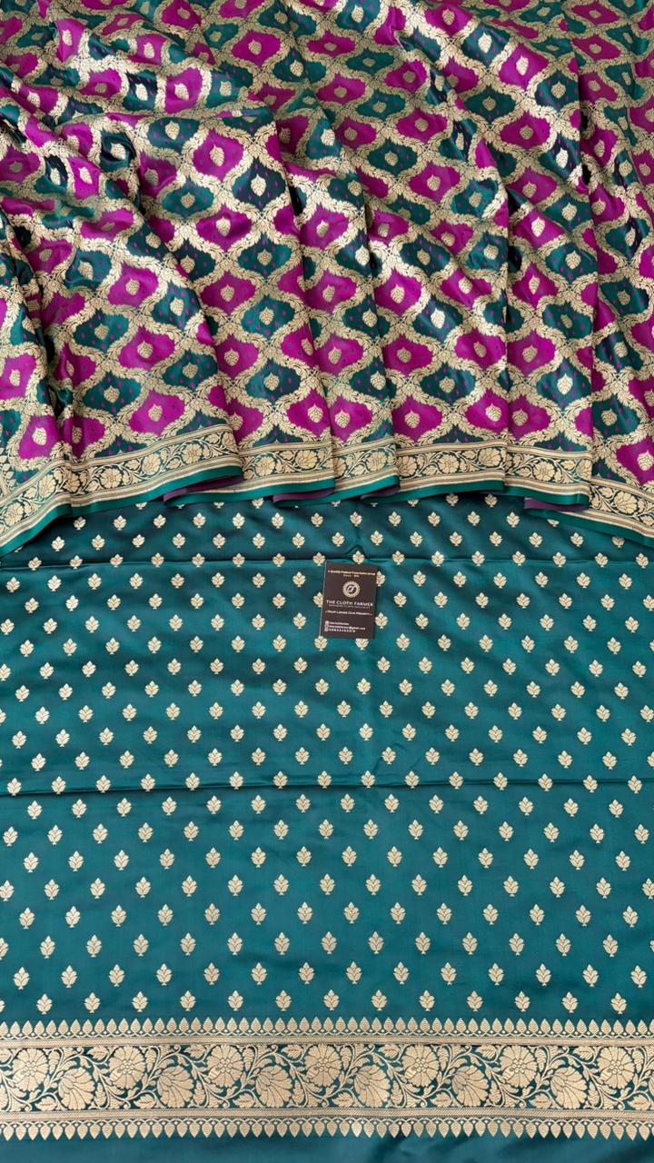 JADE RAMA GREEN PURPLE COLOR RANGCART MASHRU SILK 3 PIECE SUIT