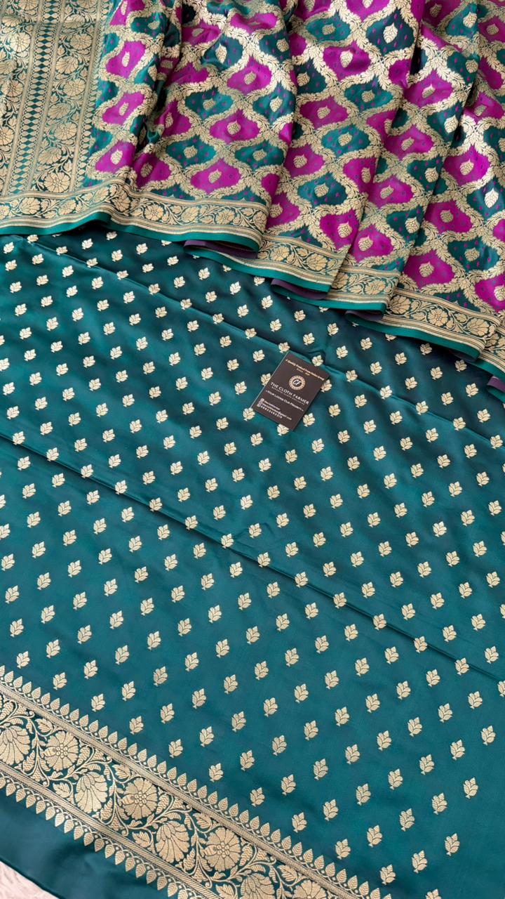 JADE RAMA GREEN PURPLE COLOR RANGCART MASHRU SILK 3 PIECE SUIT