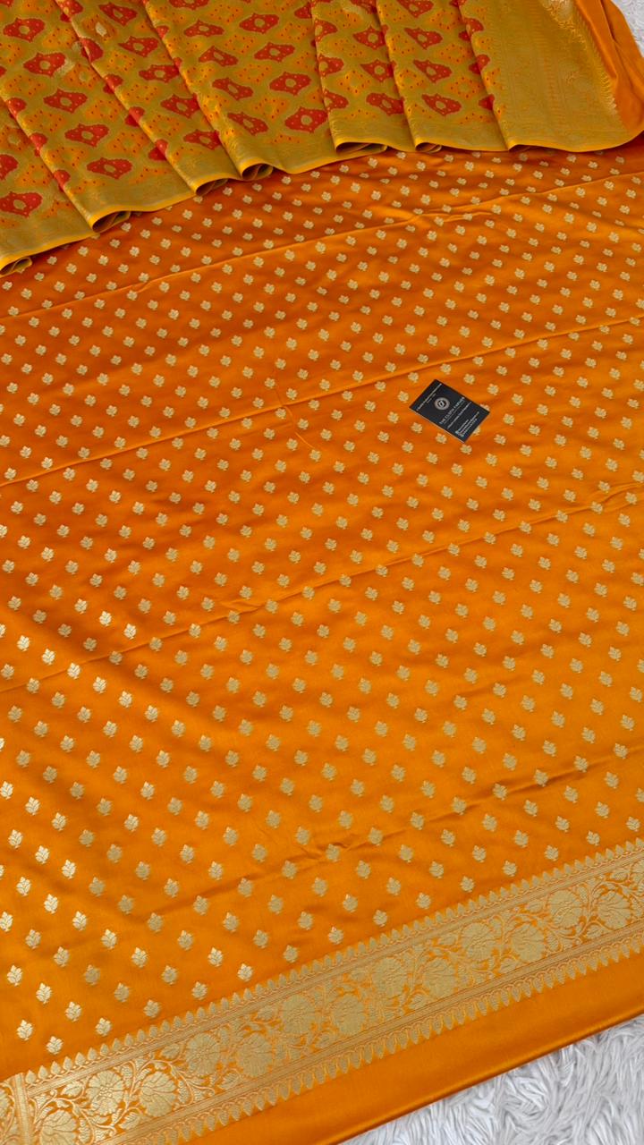 MUSTARD YELLOW RANGCART MASHRU SILK 3 PIECE SUIT