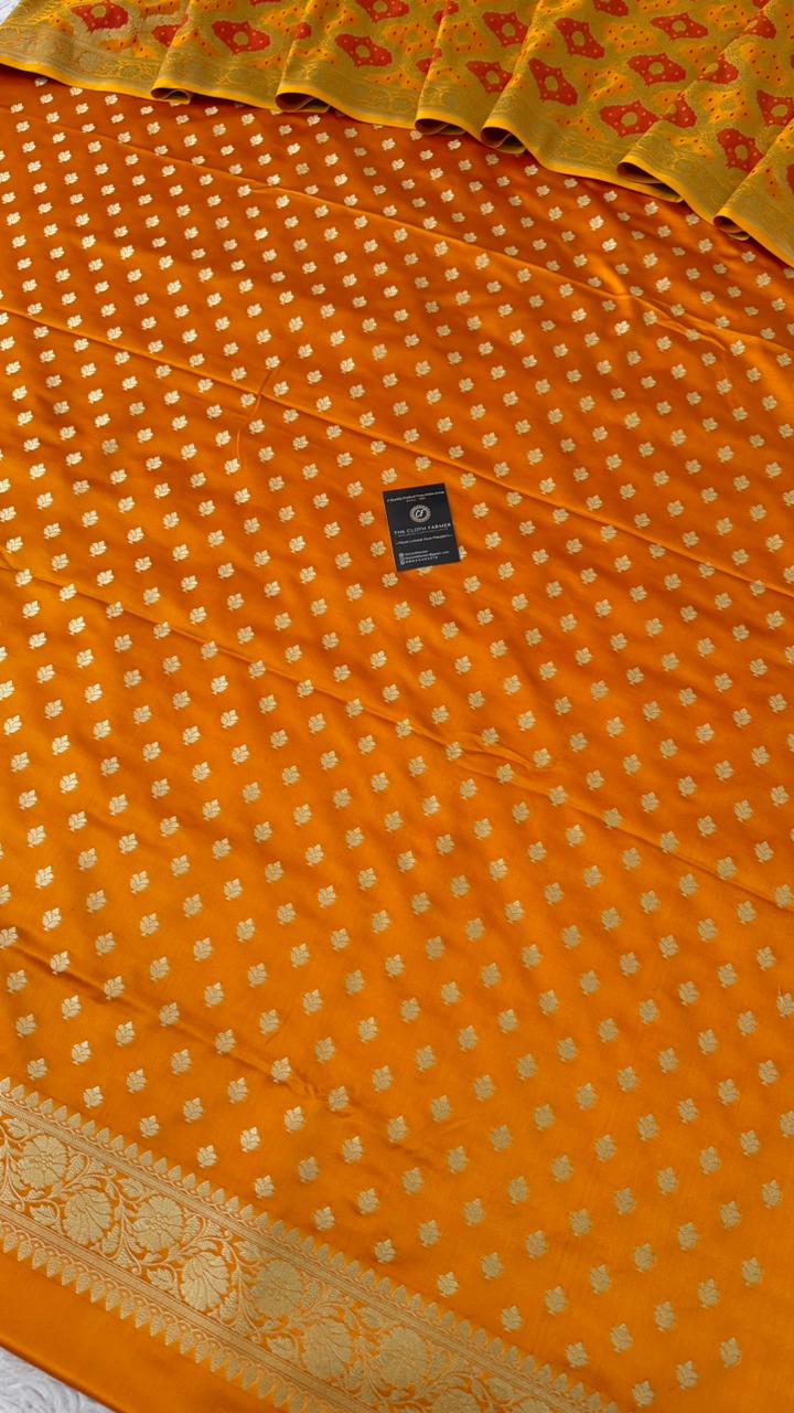 MUSTARD YELLOW RANGCART MASHRU SILK 3 PIECE SUIT