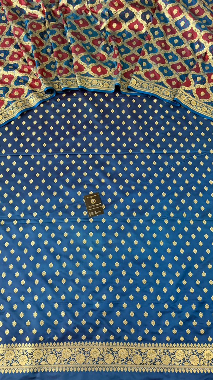 ROYAL BLUE MAROON COLOR RANGCART MASHRU SILK 3 PIECE SUIT