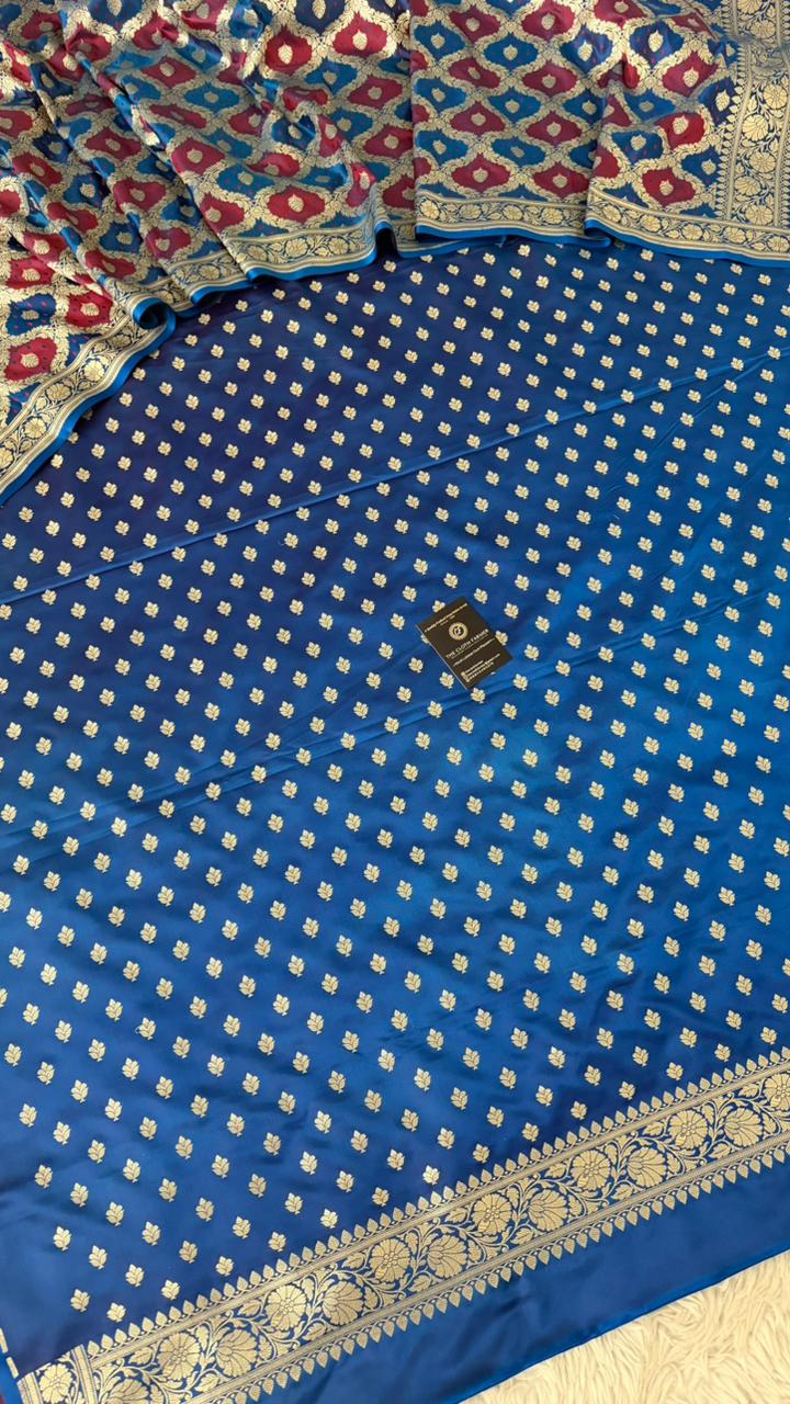 ROYAL BLUE MAROON COLOR RANGCART MASHRU SILK 3 PIECE SUIT