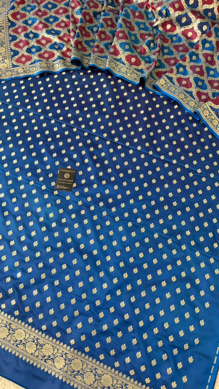 ROYAL BLUE MAROON COLOR RANGCART MASHRU SILK 3 PIECE SUIT