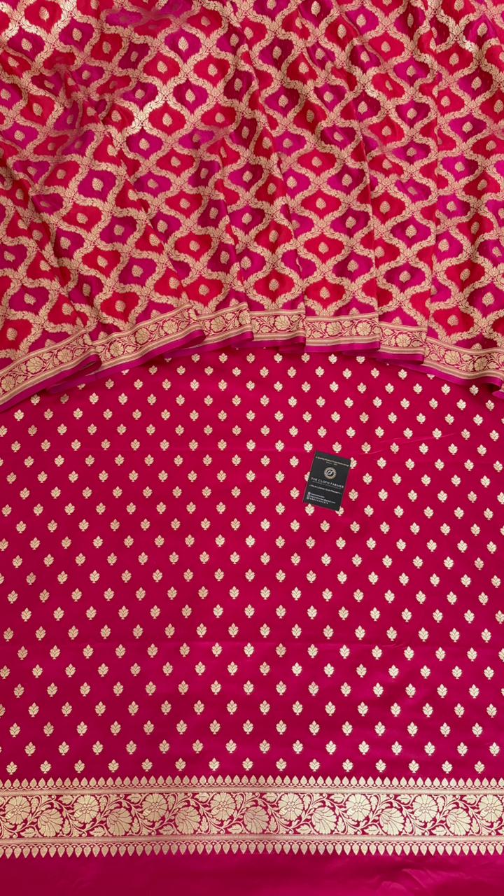 PINK & DARK RANI PINK RANGCART MASHRU SILK 3 PIECE SUIT