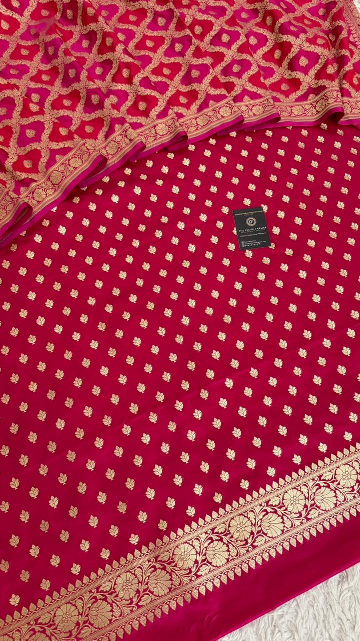 PINK & DARK RANI PINK RANGCART MASHRU SILK 3 PIECE SUIT