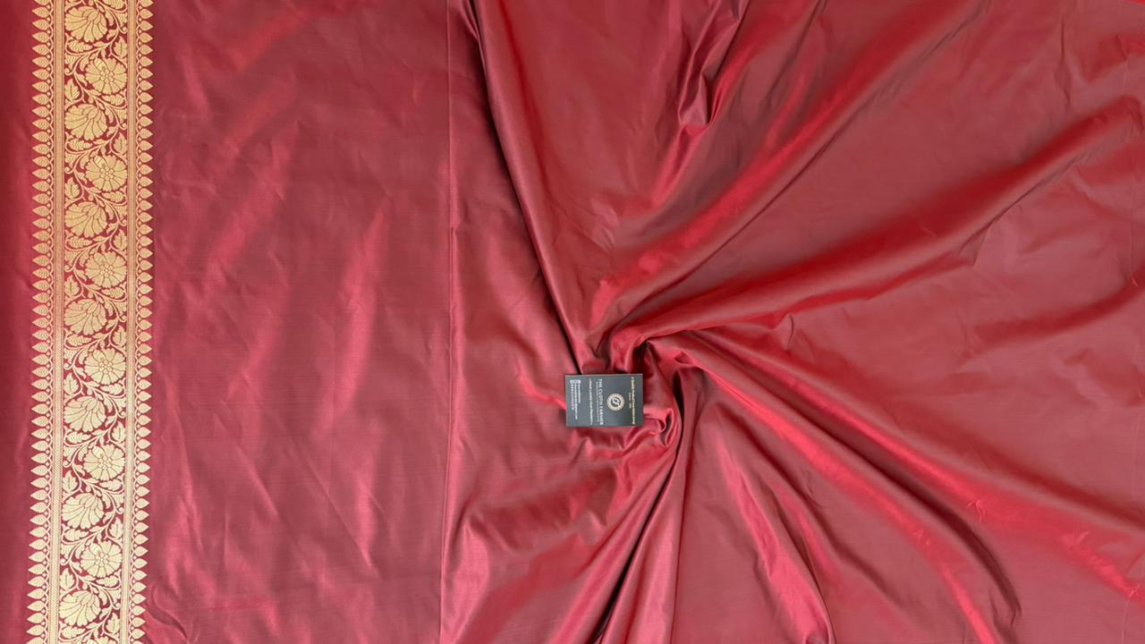 CHINA ROSE SKY BLUE RANGCART MASHRU SILK 3 PIECE SUIT