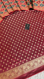 CHINA ROSE SKY BLUE RANGCART MASHRU SILK 3 PIECE SUIT