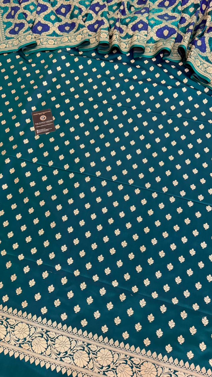 TRYPAN BLUE JADE COLOR MASHRU COLOR 3 PIECE SUIT