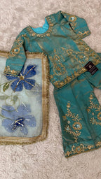 SKY BLUE COLOR FLORAL MARIYA SAJJAD INSPIRED SHARARA