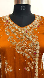 RUST ORANGE COLOR A LINE KURTI ANGRAKHA STYLE