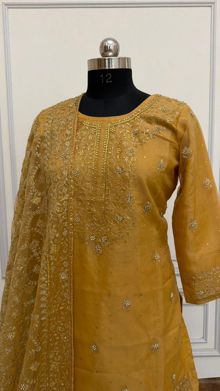 PEACH COLOR ORGANZA GHARARA