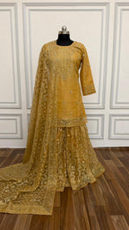 PEACH COLOR ORGANZA GHARARA