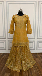PEACH COLOR ORGANZA GHARARA