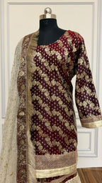 CONTRAST SHADE KIMKHAB GHARARA