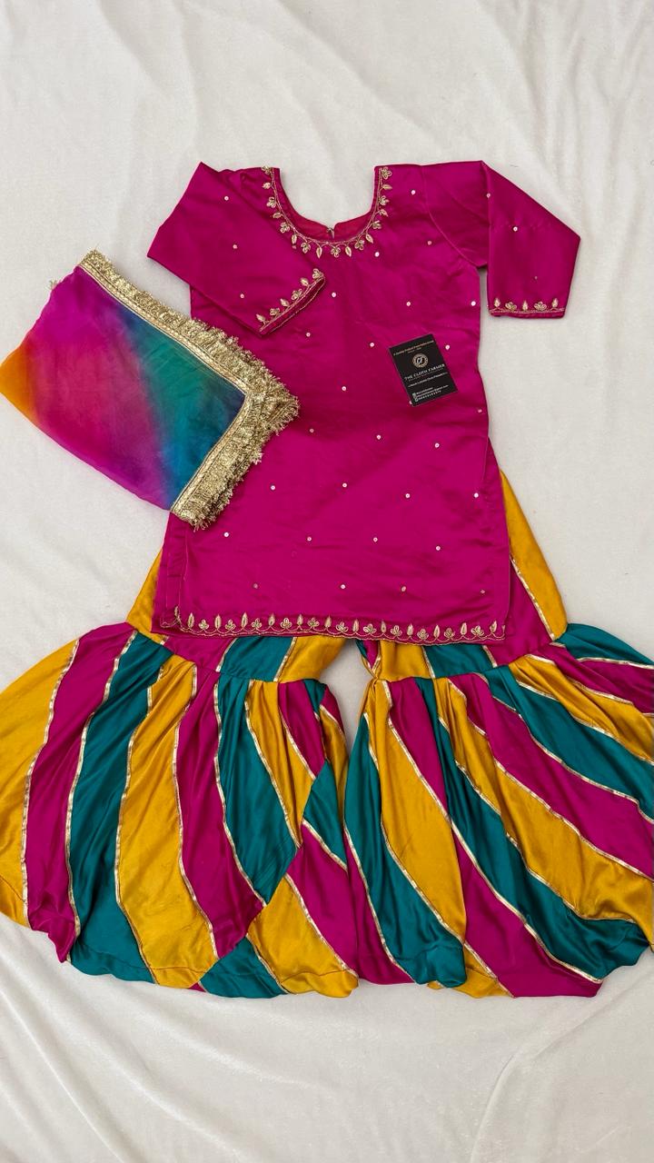 GOTA PATTI MULTI COLOR GHARARA WITH HAND WORK KURTI