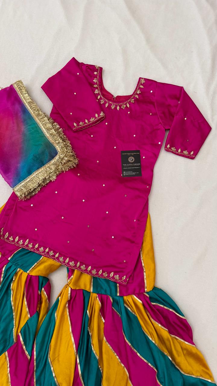 GOTA PATTI MULTI COLOR GHARARA WITH HAND WORK KURTI