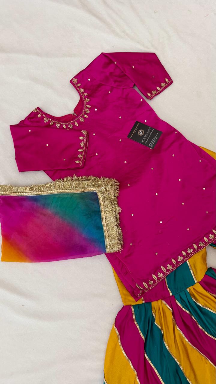 GOTA PATTI MULTI COLOR GHARARA WITH HAND WORK KURTI