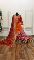 RANI PINK AND RUST FARSHI OUTFIT