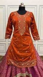 RANI PINK AND RUST FARSHI OUTFIT