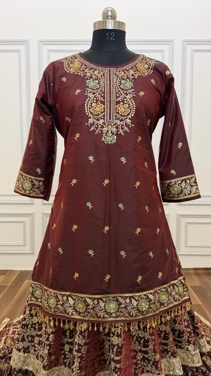 GREEN MEENEDAR COFFEE MAROON FARSHI