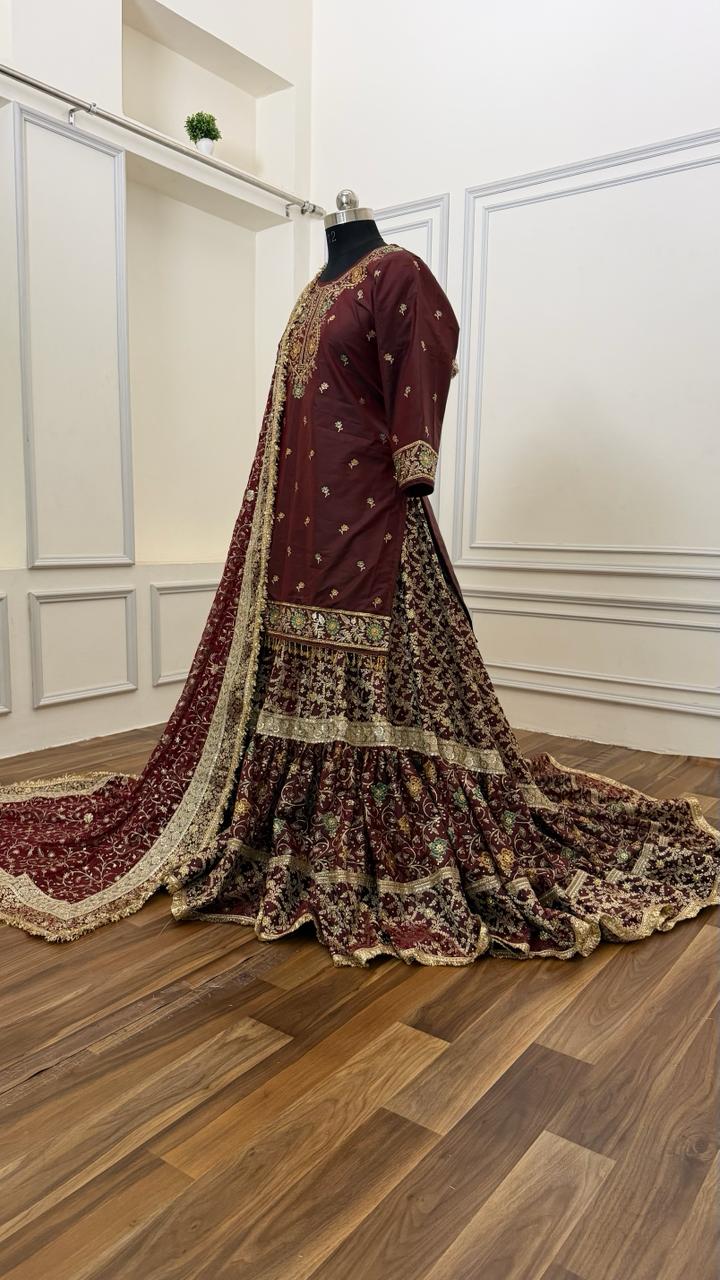 GREEN MEENEDAR COFFEE MAROON FARSHI