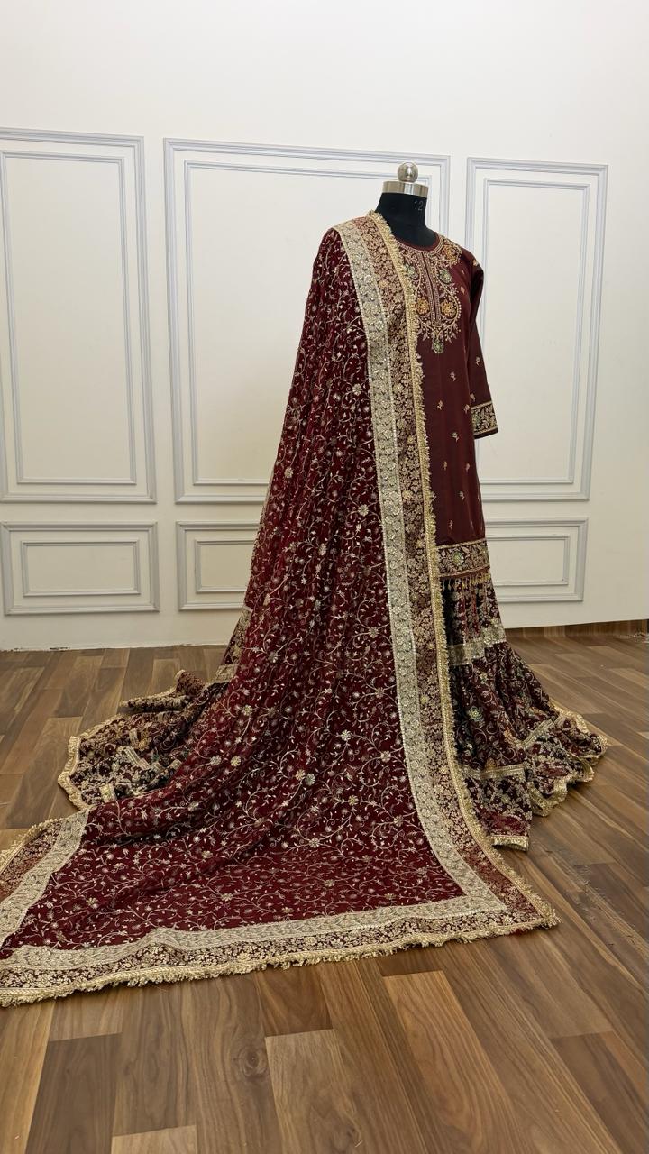GREEN MEENEDAR COFFEE MAROON FARSHI