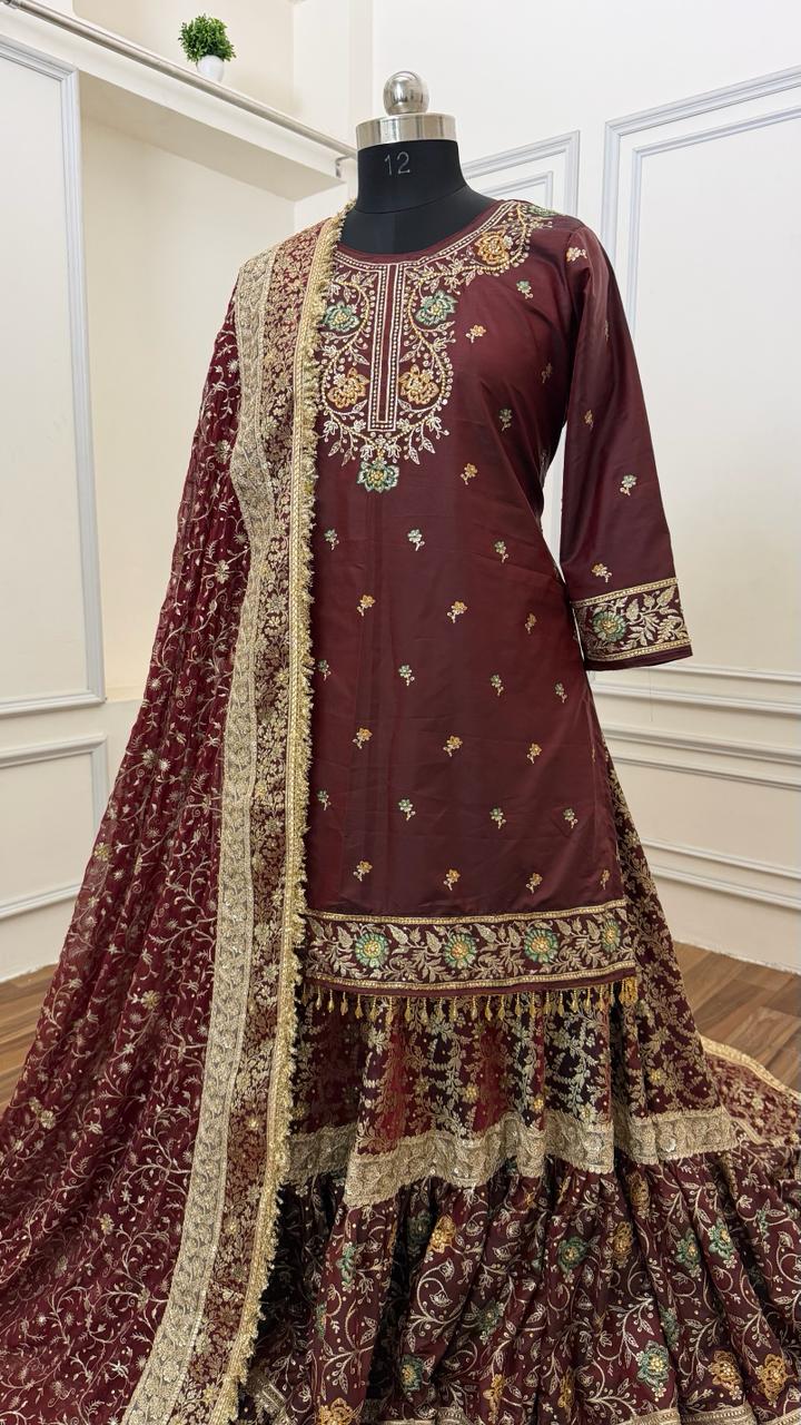 GREEN MEENEDAR COFFEE MAROON FARSHI