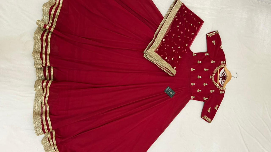 LIGHT MAROON HANDWORK ANARKALI