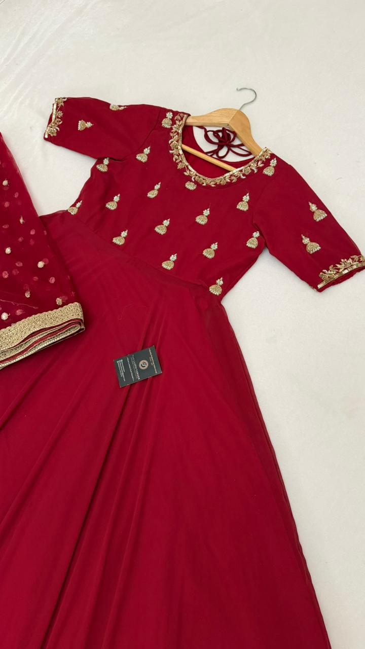 LIGHT MAROON HANDWORK ANARKALI